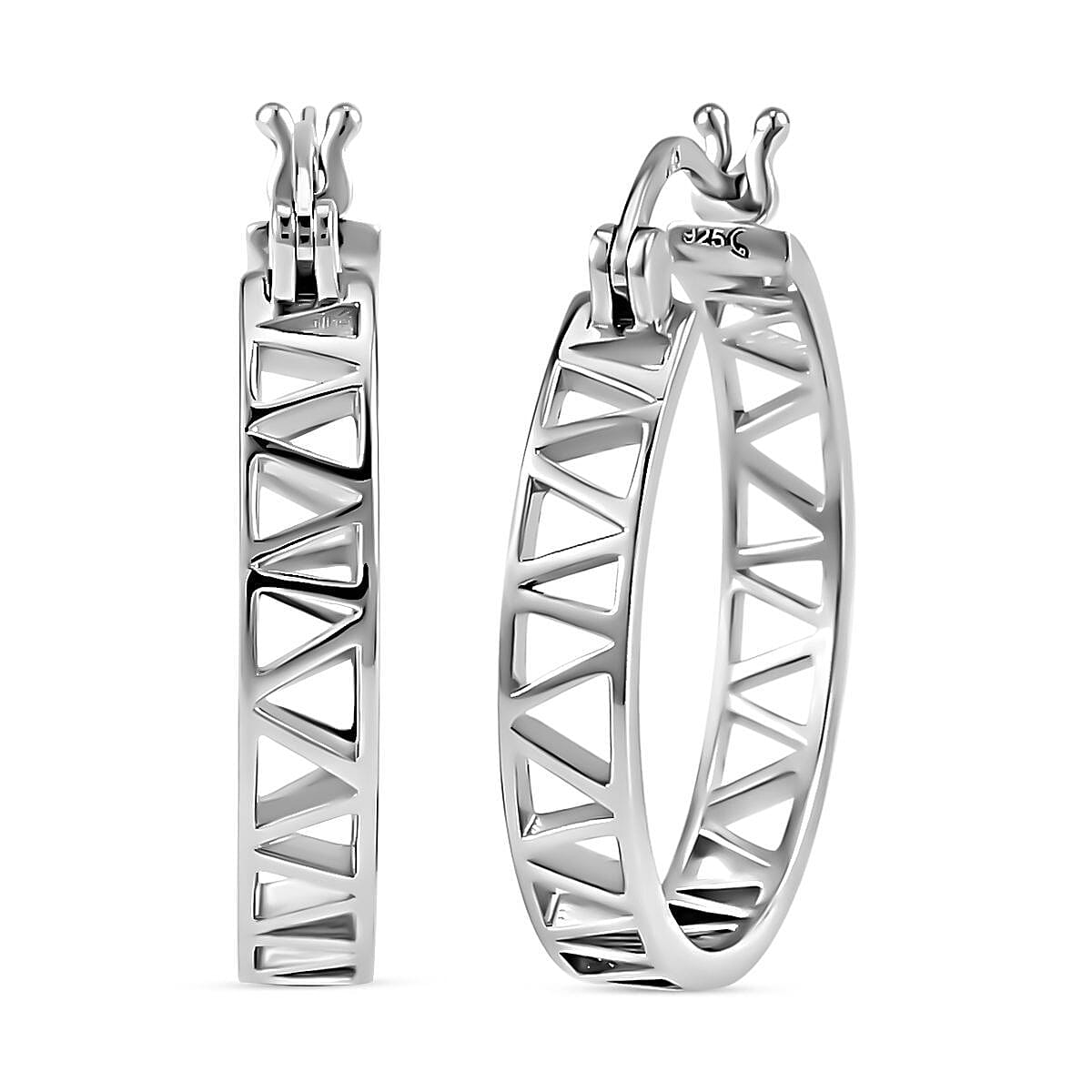 Rachel Galley Geo Traingle Collection - Rhodium Overlay Sterling Silver Hoop Earrings