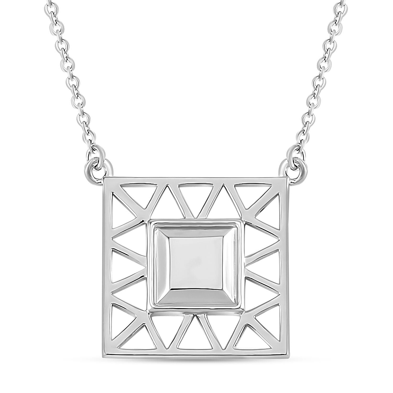Rachel Galley Geo Square Collection - Rhodium Overlay Sterling Silver Necklace (Size - 26)