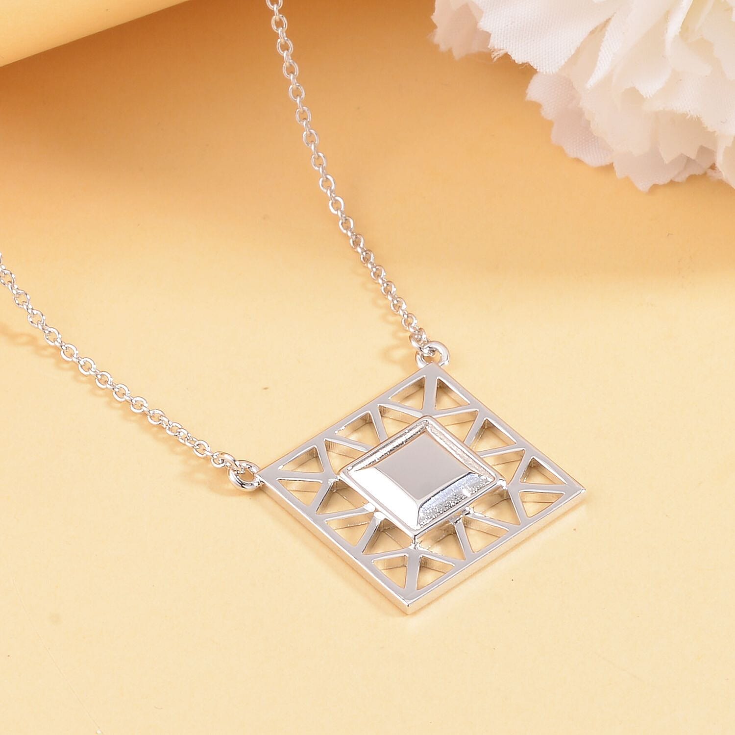Rachel Galley Geo Square Collection - Rhodium Overlay Sterling Silver Necklace (Size - 26)