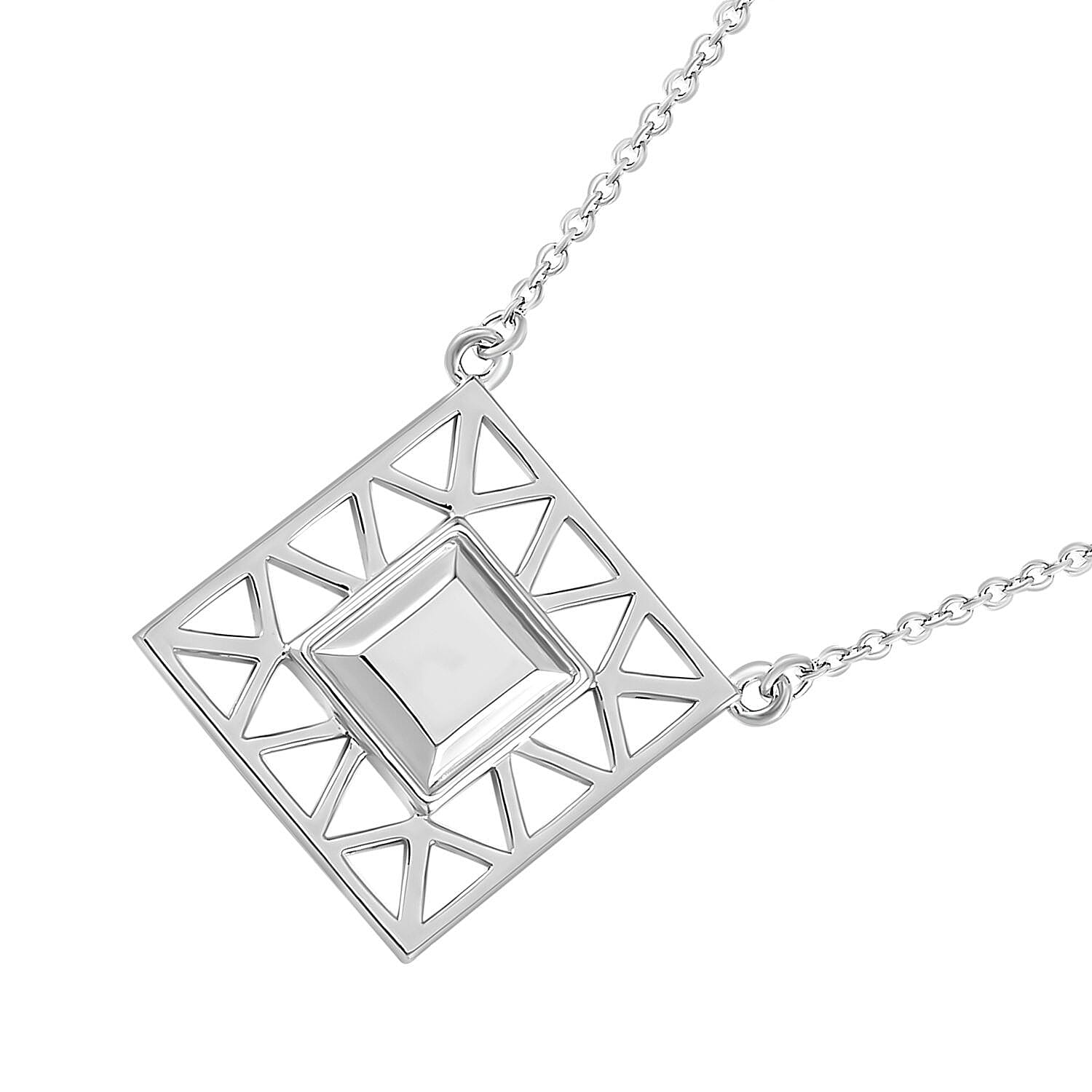 Rachel Galley Geo Square Collection - Rhodium Overlay Sterling Silver Necklace (Size - 26)