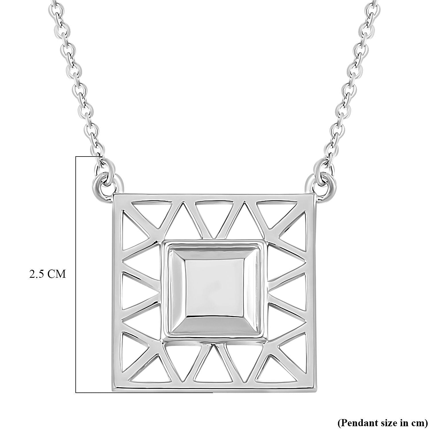 Rachel Galley Geo Square Collection - Rhodium Overlay Sterling Silver Necklace (Size - 26)