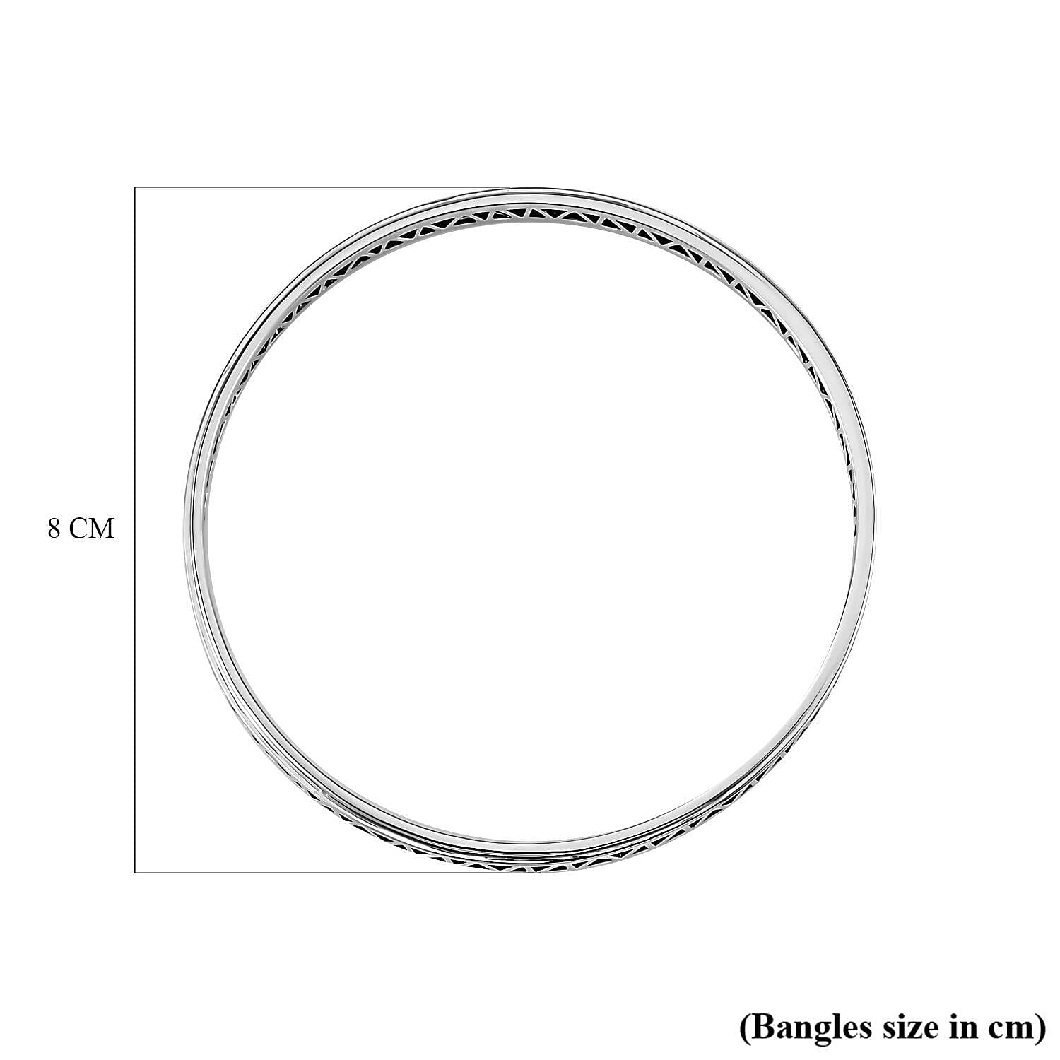 RACHEL GALLEY Geo Traingle Collection - Rhodium Overlay Sterling Silver Bangle (Size - 7.5) silver wt. 17gms