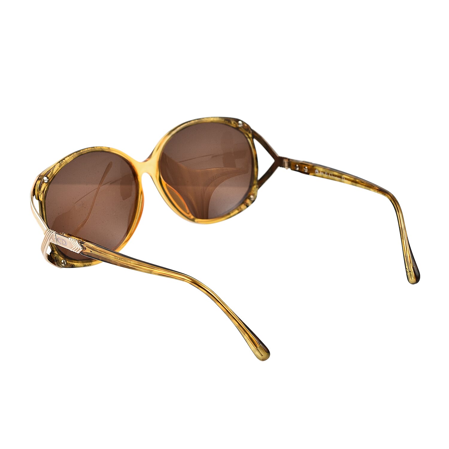 DIOR Ladies Rectangular Sunglasses with Yellow Lenses - Yellow Gold