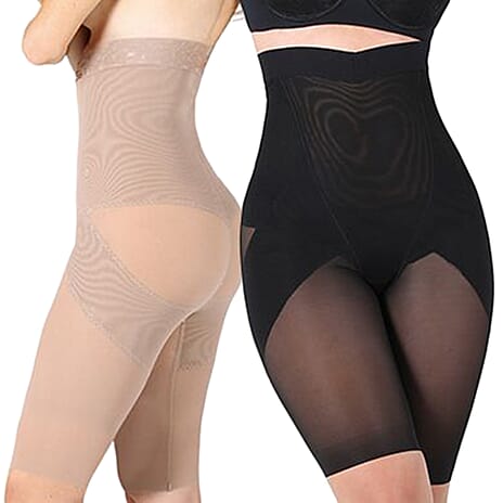 Set of 2 - Slim n Lift Silhouette Shaper with Lace (Beige-Black) - XL