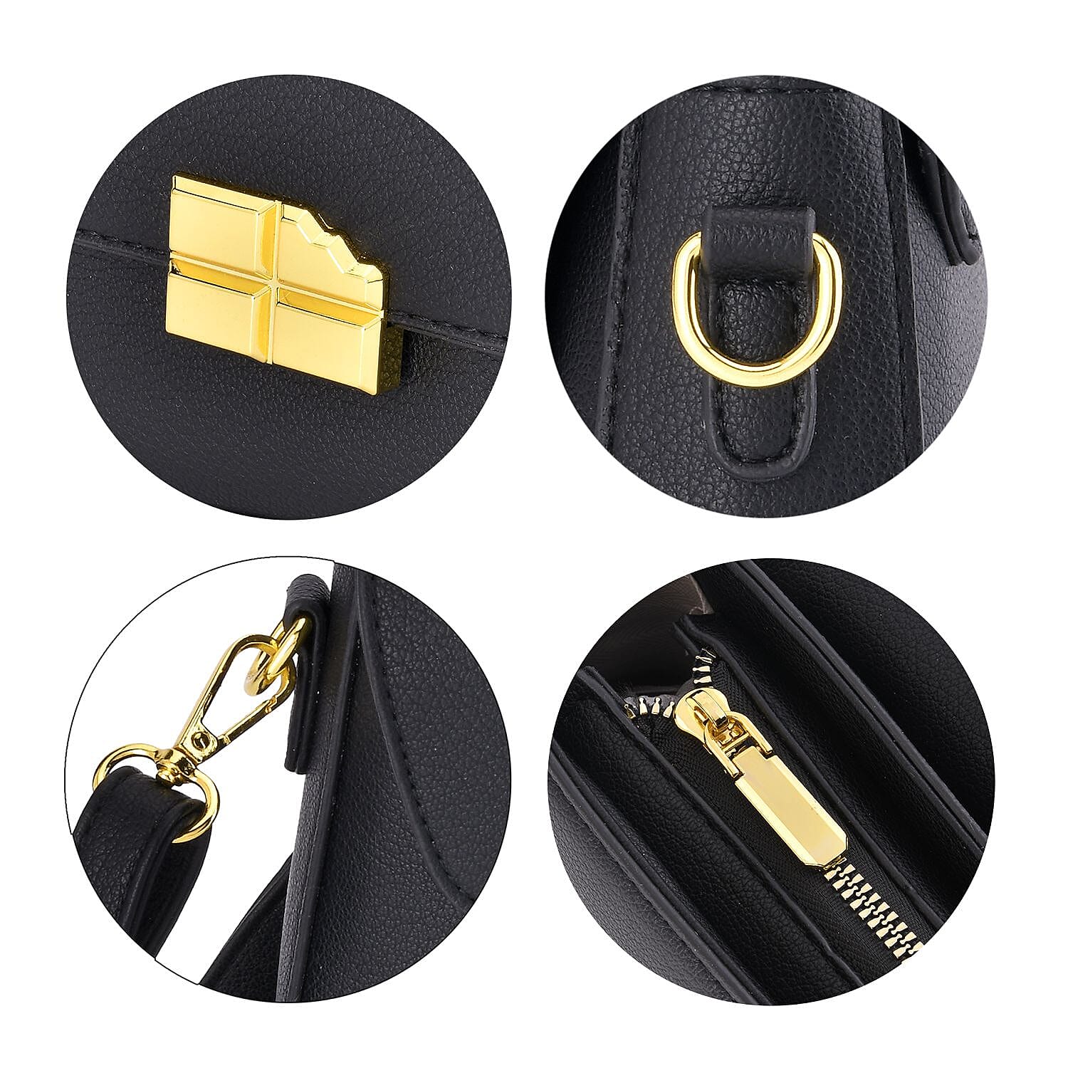 Closeout deal Top Handle Crossbody Bag with Detachable - Adjustable Strap - Black