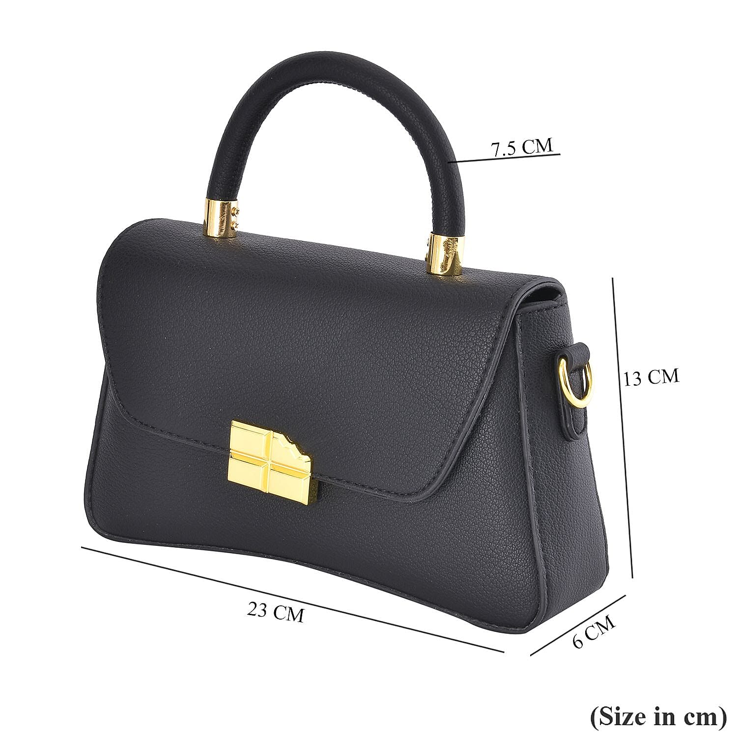 Closeout deal Top Handle Crossbody Bag with Detachable - Adjustable Strap - Black