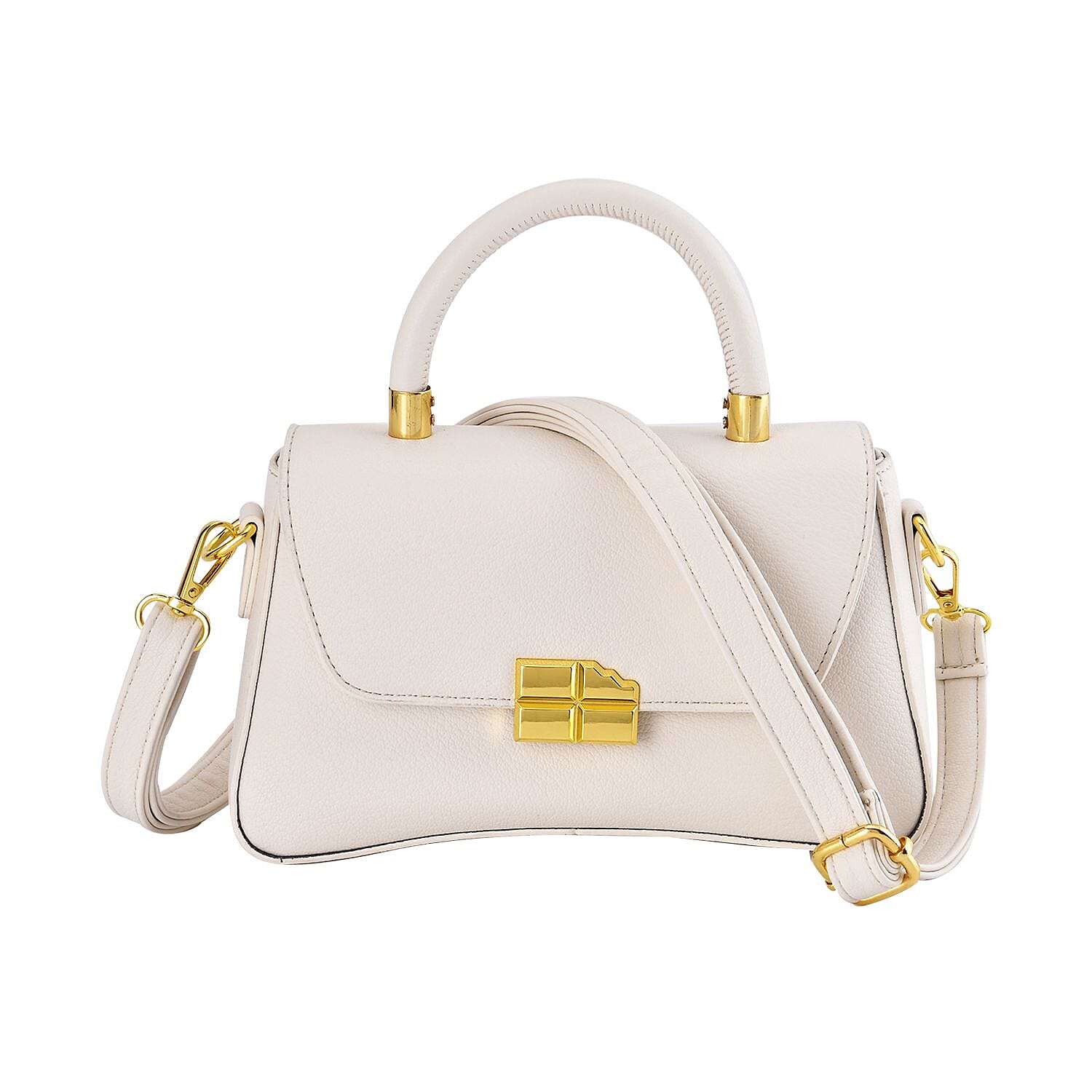 Closeout deal Top Handle Crossbody Bag with Detachable - Adjustable Strap - White