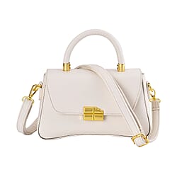 Closeout deal Top Handle Crossbody Bag with Detachable - Adjustable Strap - White
