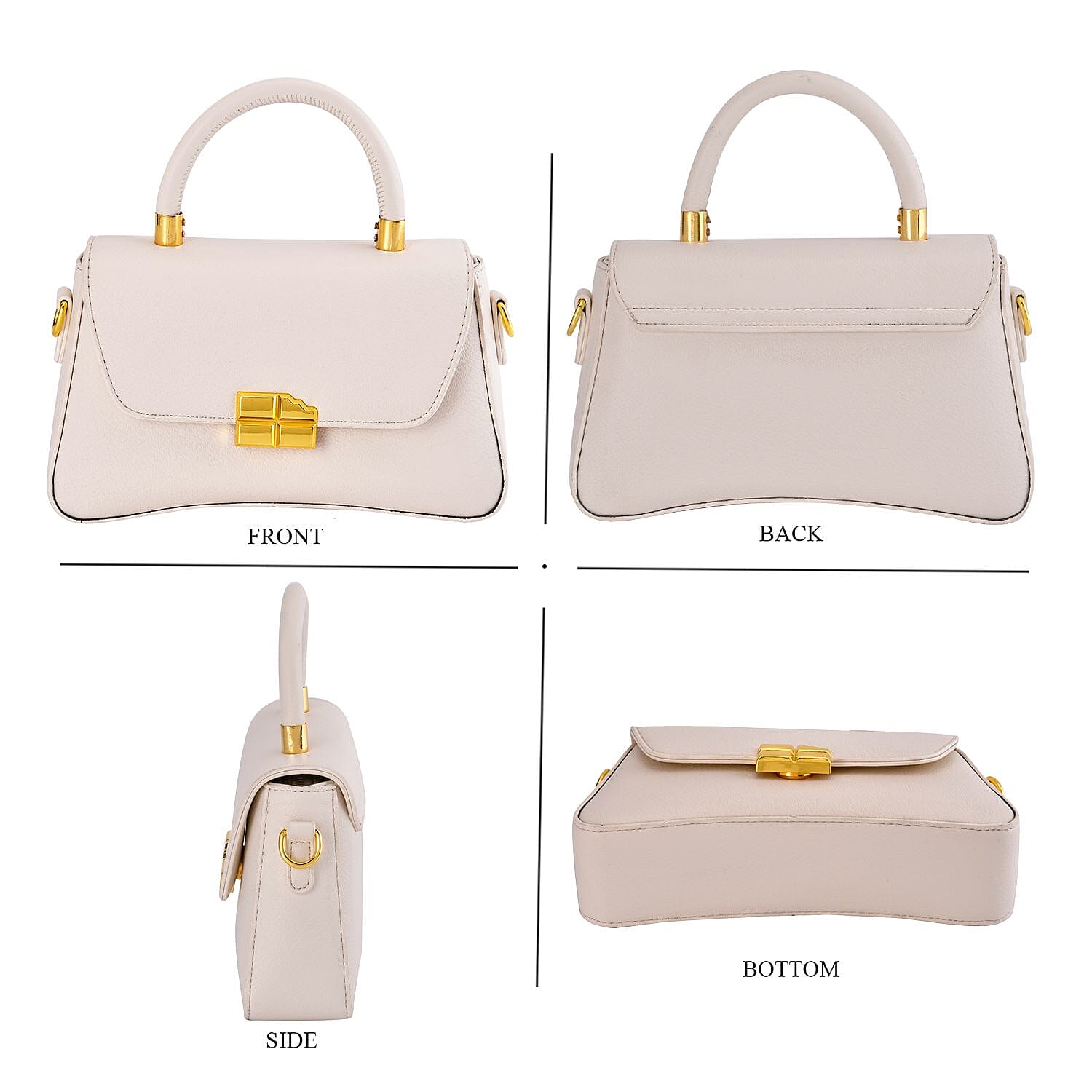 Closeout deal Top Handle Crossbody Bag with Detachable - Adjustable Strap - White