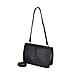 Solid Colour Shoulder Bag with Magnetic Lock - Black