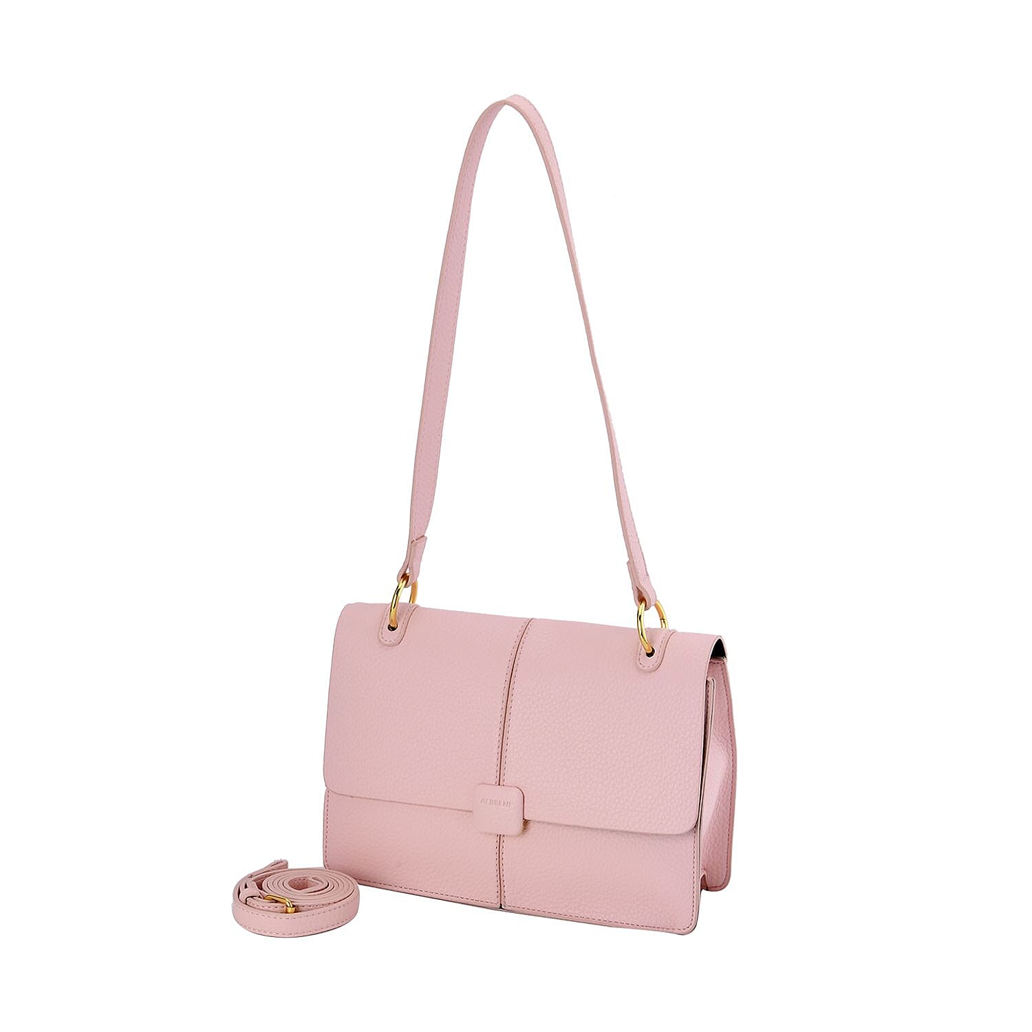 Solid Colour Shoulder Bag with Magnetic Lock - Pink