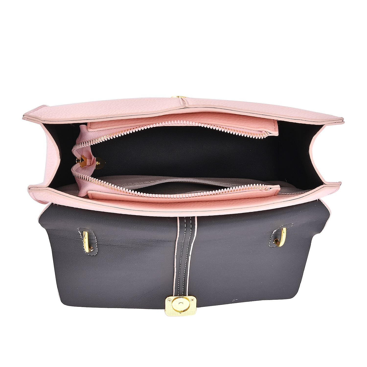 Solid Colour Shoulder Bag with Magnetic Lock - Pink