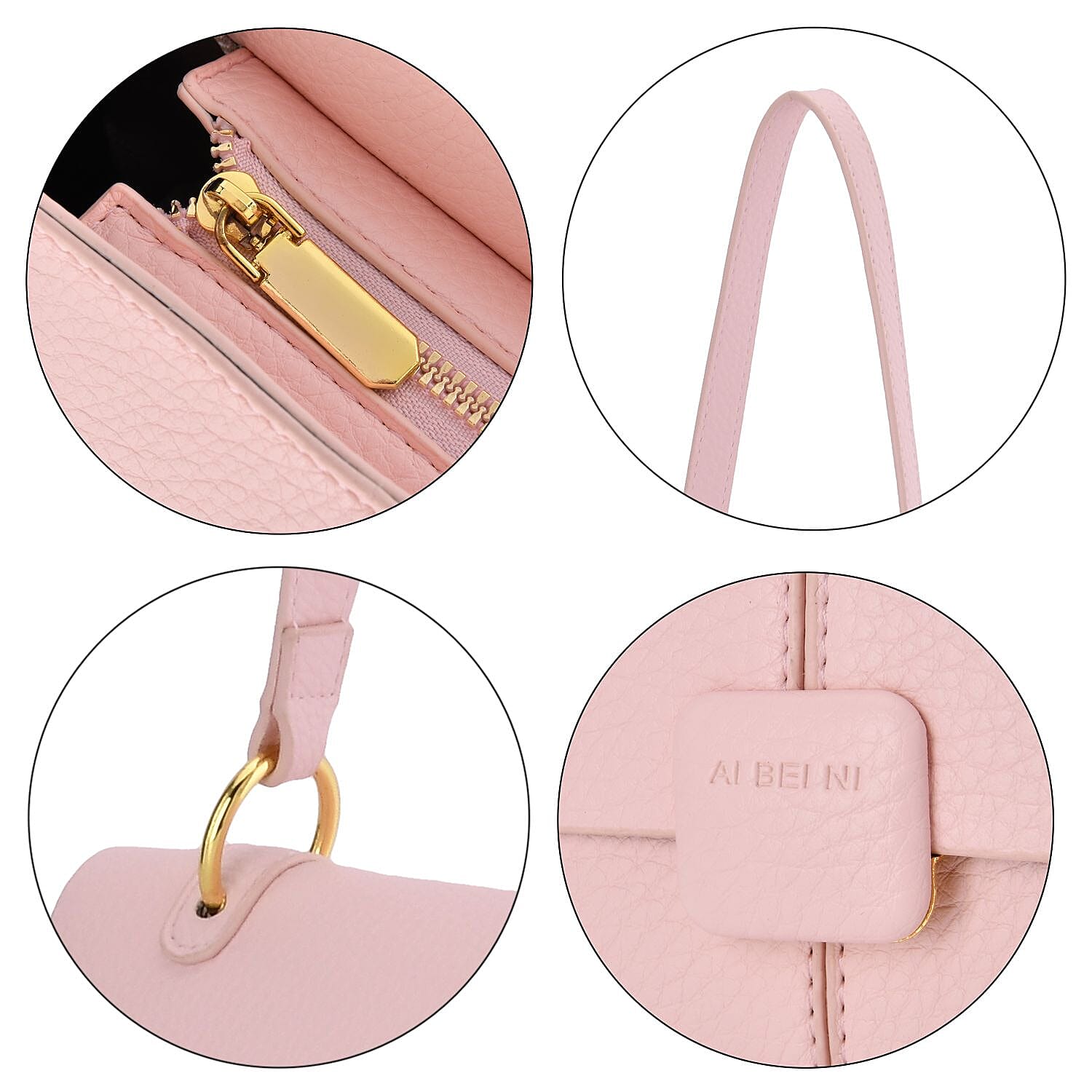 Solid Colour Shoulder Bag with Magnetic Lock - Pink