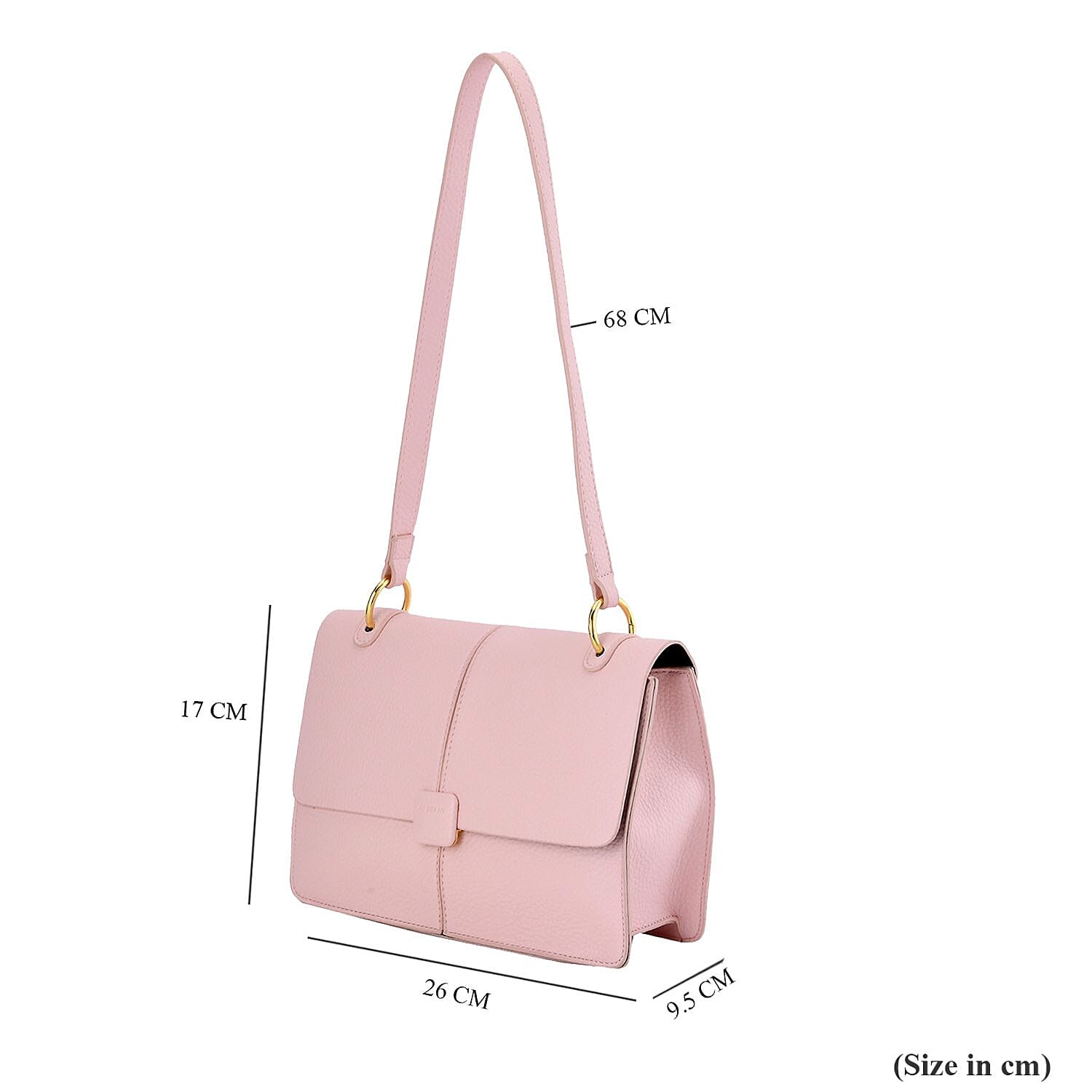 Solid Colour Shoulder Bag with Magnetic Lock - Pink