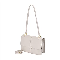 Solid Colour Shoulder Bag with Magnetic Lock - Khaki