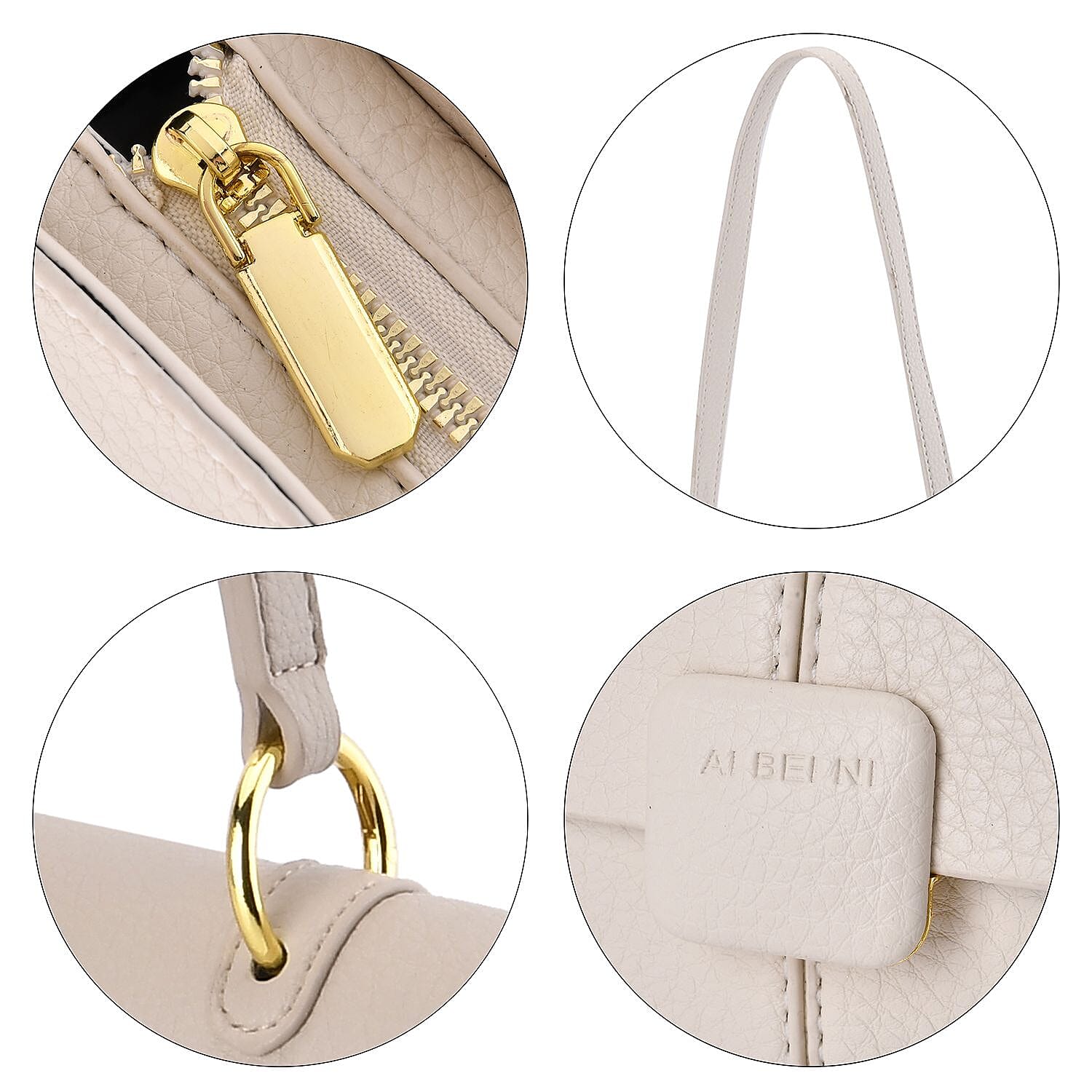 Solid Colour Shoulder Bag with Magnetic Lock - White