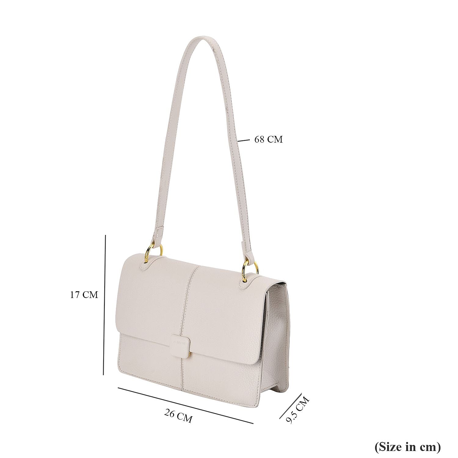 Solid Colour Shoulder Bag with Magnetic Lock - White