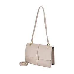 Solid Colour Shoulder Bag with Magnetic Lock - Khaki
