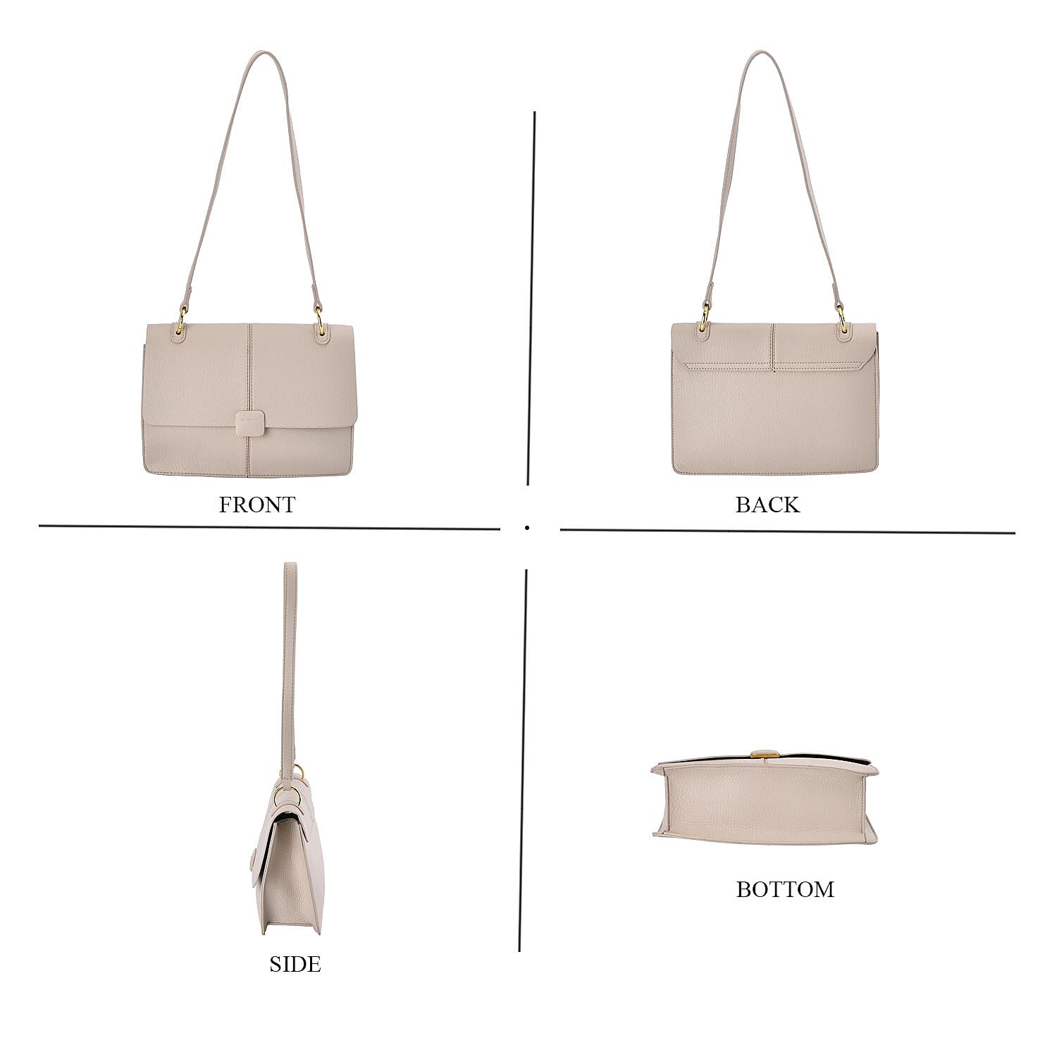 Solid Colour Shoulder Bag with Magnetic Lock - Khaki