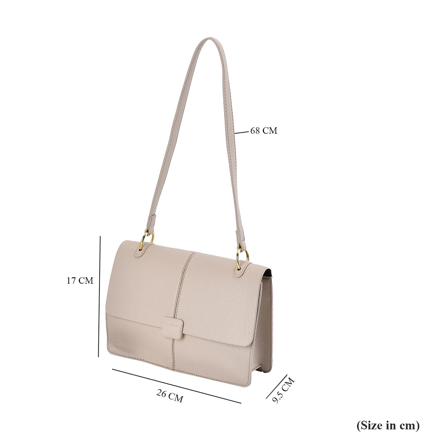 Solid Colour Shoulder Bag with Magnetic Lock - Khaki