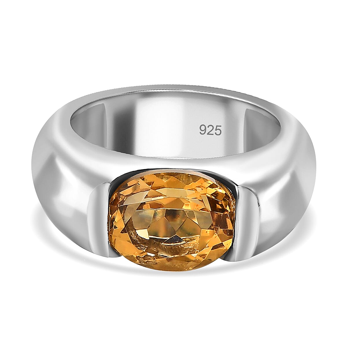 Citrine Ring in Platinum Overlay Sterling Silver 2.69 Ct, Silver Wt. 6.00 GM