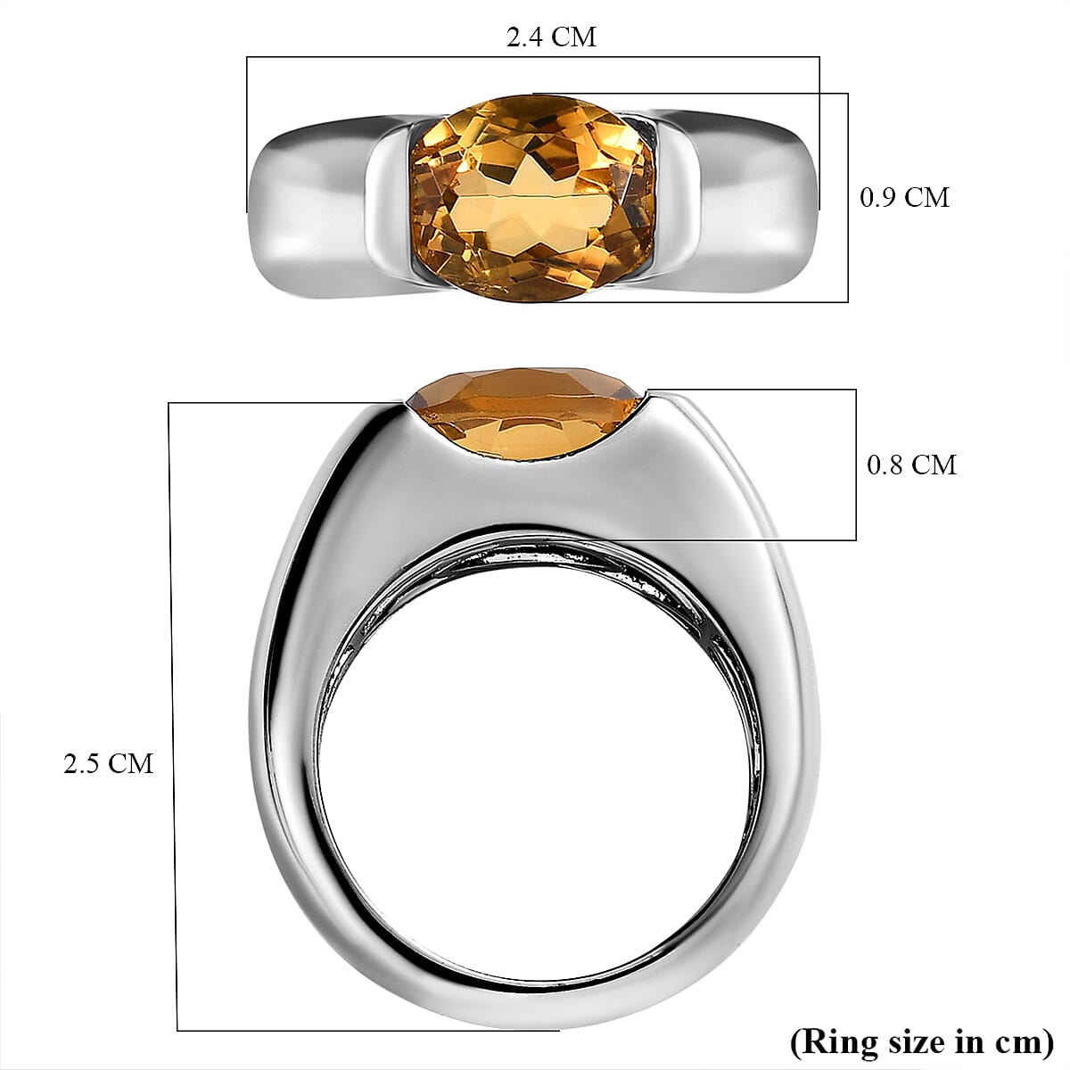 Citrine Ring in Platinum Overlay Sterling Silver 2.69 Ct, Silver Wt. 6.00 GM