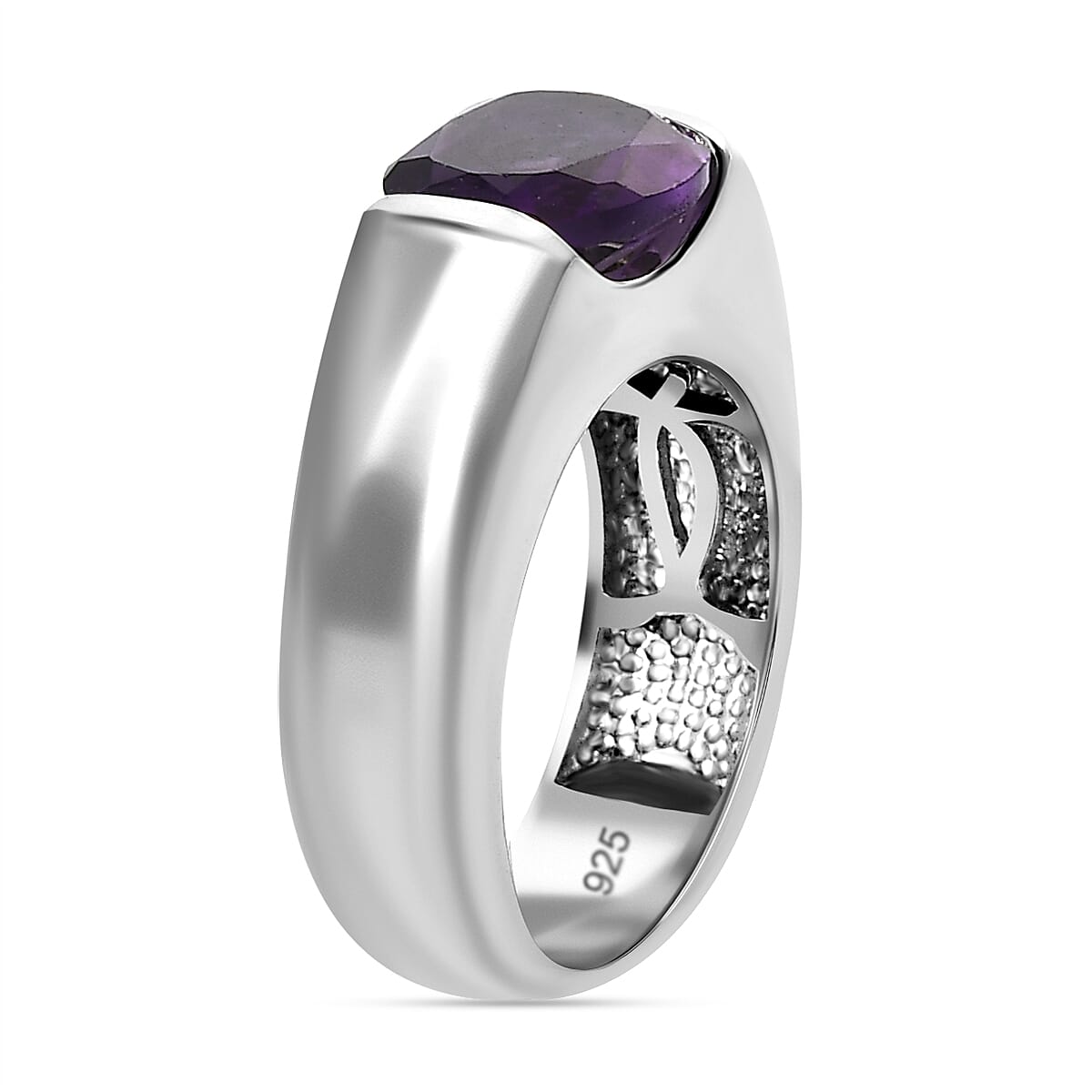 Amethyst Ring in Platinum Overlay Sterling Silver 2.27 Ct, Silver Wt. 6 Gms