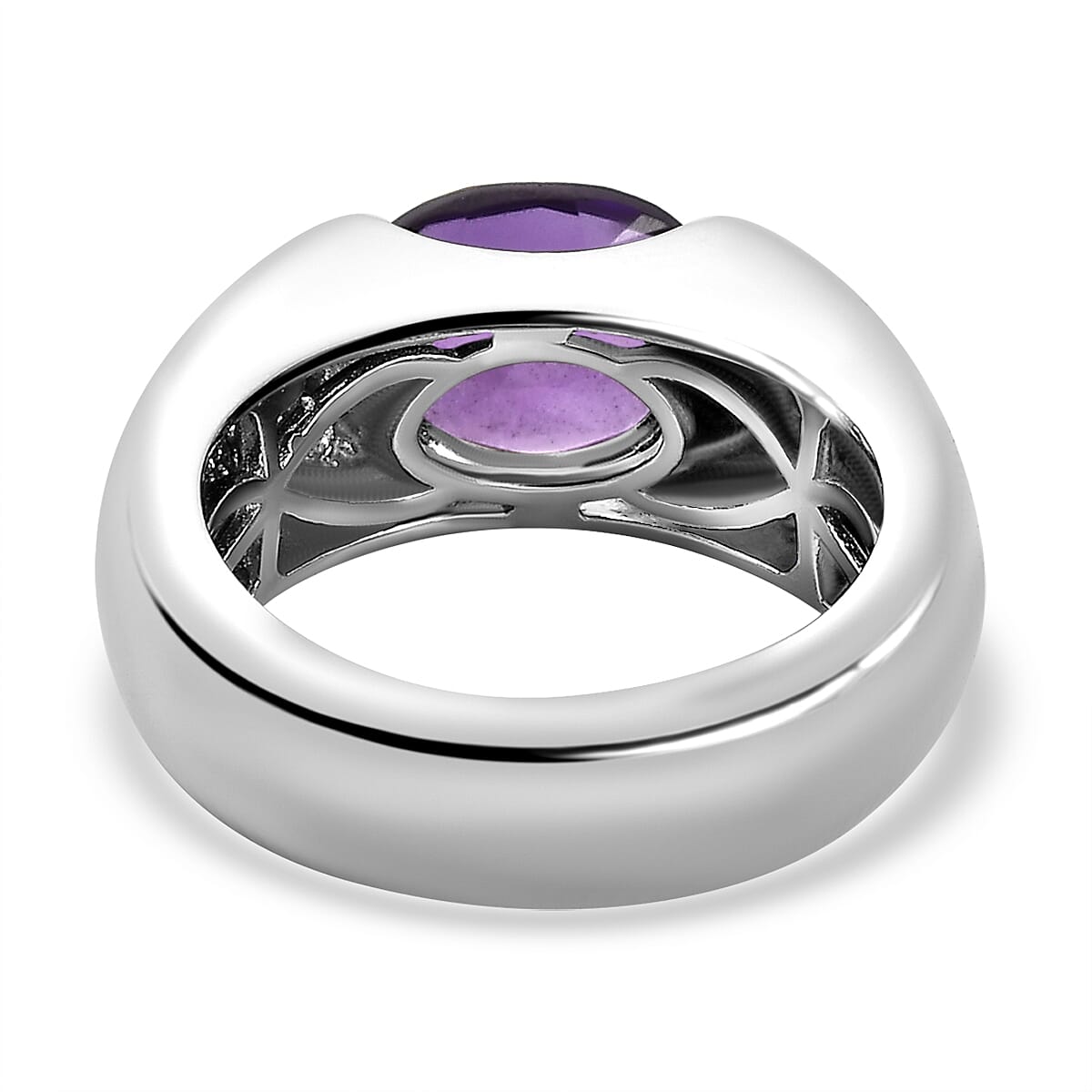 Amethyst Ring in Platinum Overlay Sterling Silver 2.27 Ct, Silver Wt. 6 Gms