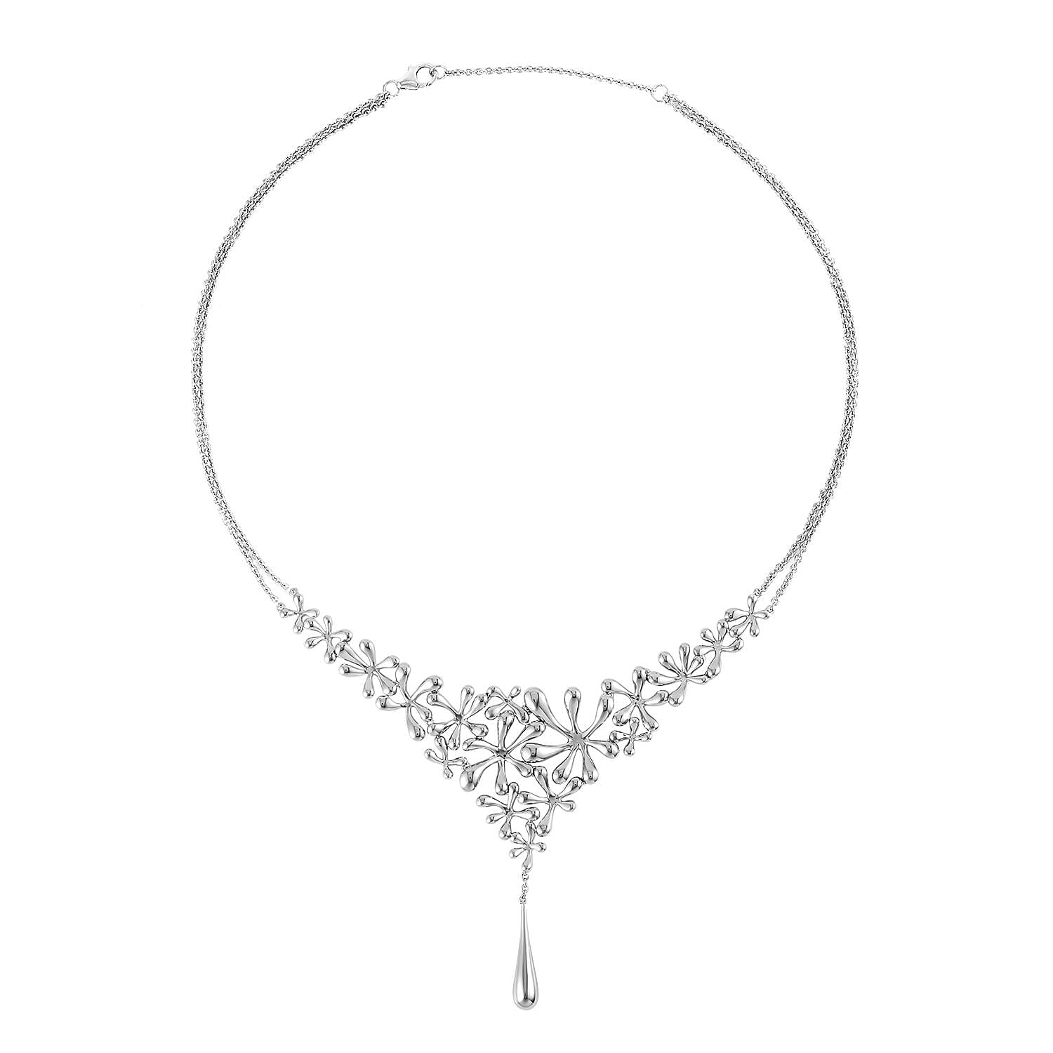 Lucy Q Splash Collection - Rhodium Overlay Sterling Silver Necklace (Size - 16-18-20)