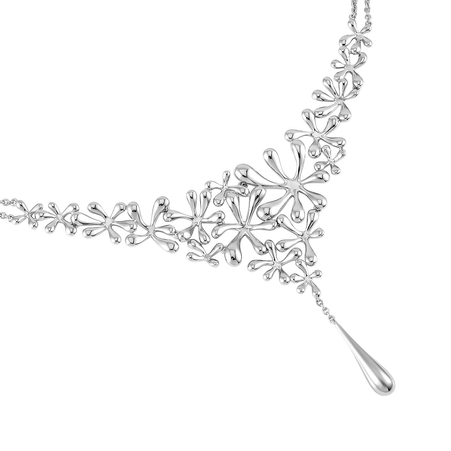 Lucy Q Splash Collection - Rhodium Overlay Sterling Silver Necklace (Size - 16-18-20)
