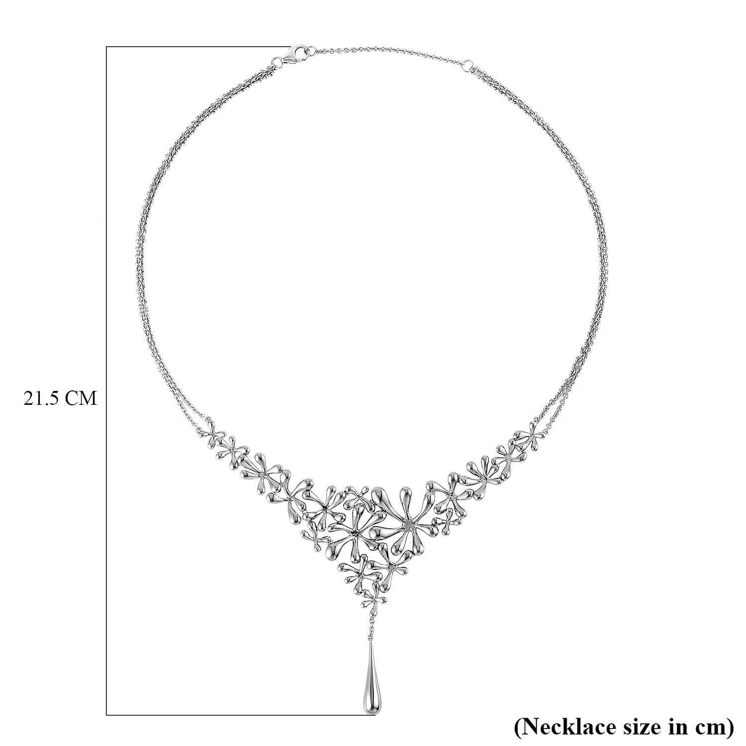 Lucy Q Splash Collection - Rhodium Overlay Sterling Silver Necklace (Size - 16-18-20)