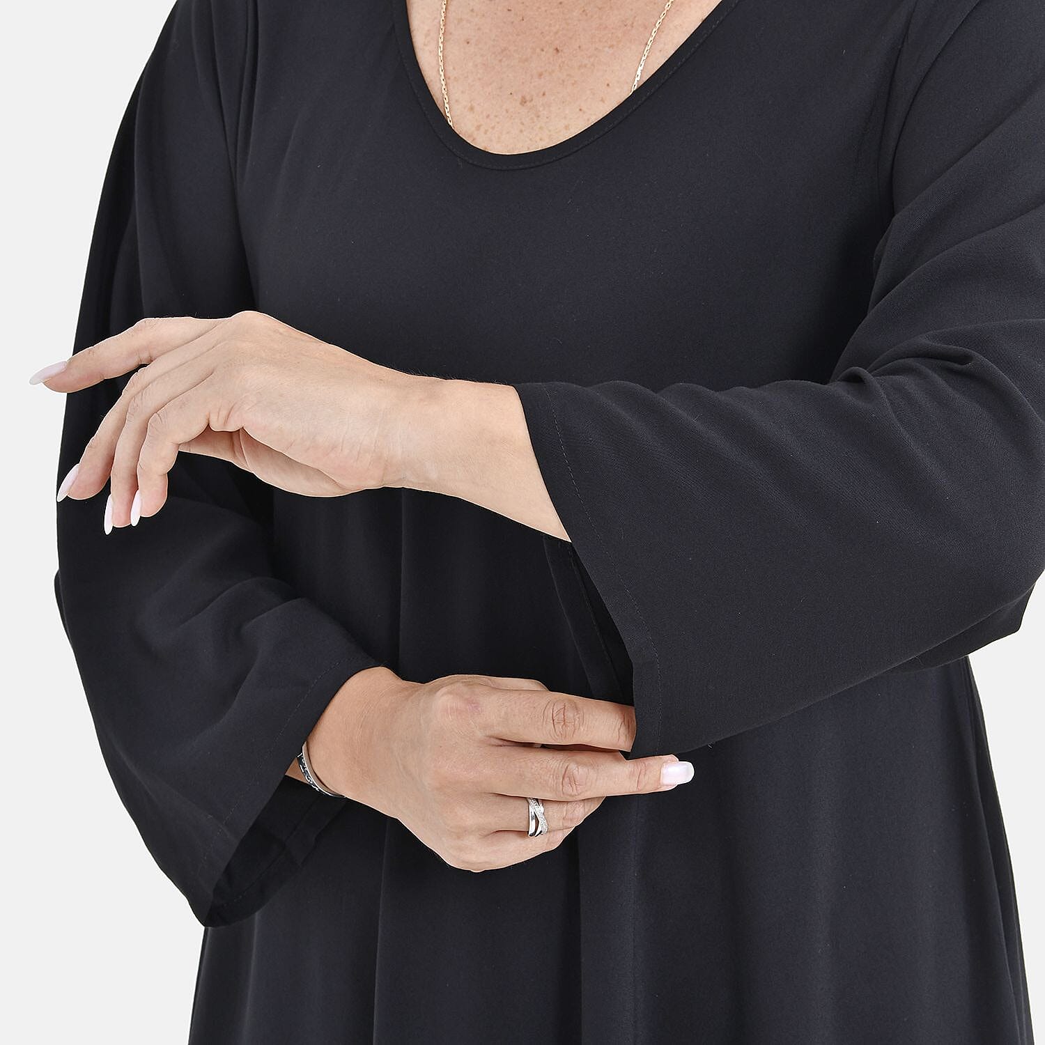 Tamsy 100% Viscose Printed Midi Dress (One Size,8-18) - Black