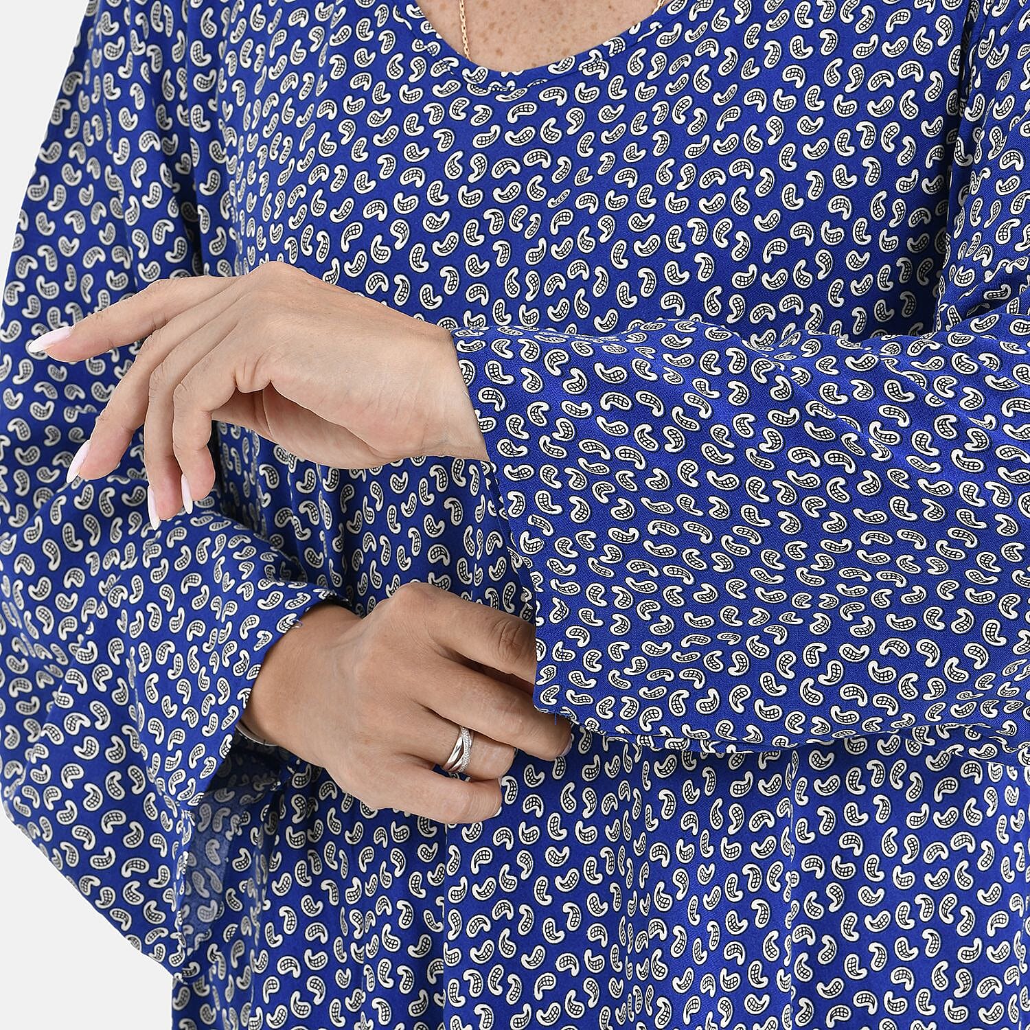 Tamsy 100% Viscose Printed Midi Dress (One Size,8-18) - Black