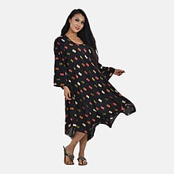 Tamsy Viscose Blade Dress (Size 140x1 cm) - Black White & Black and White