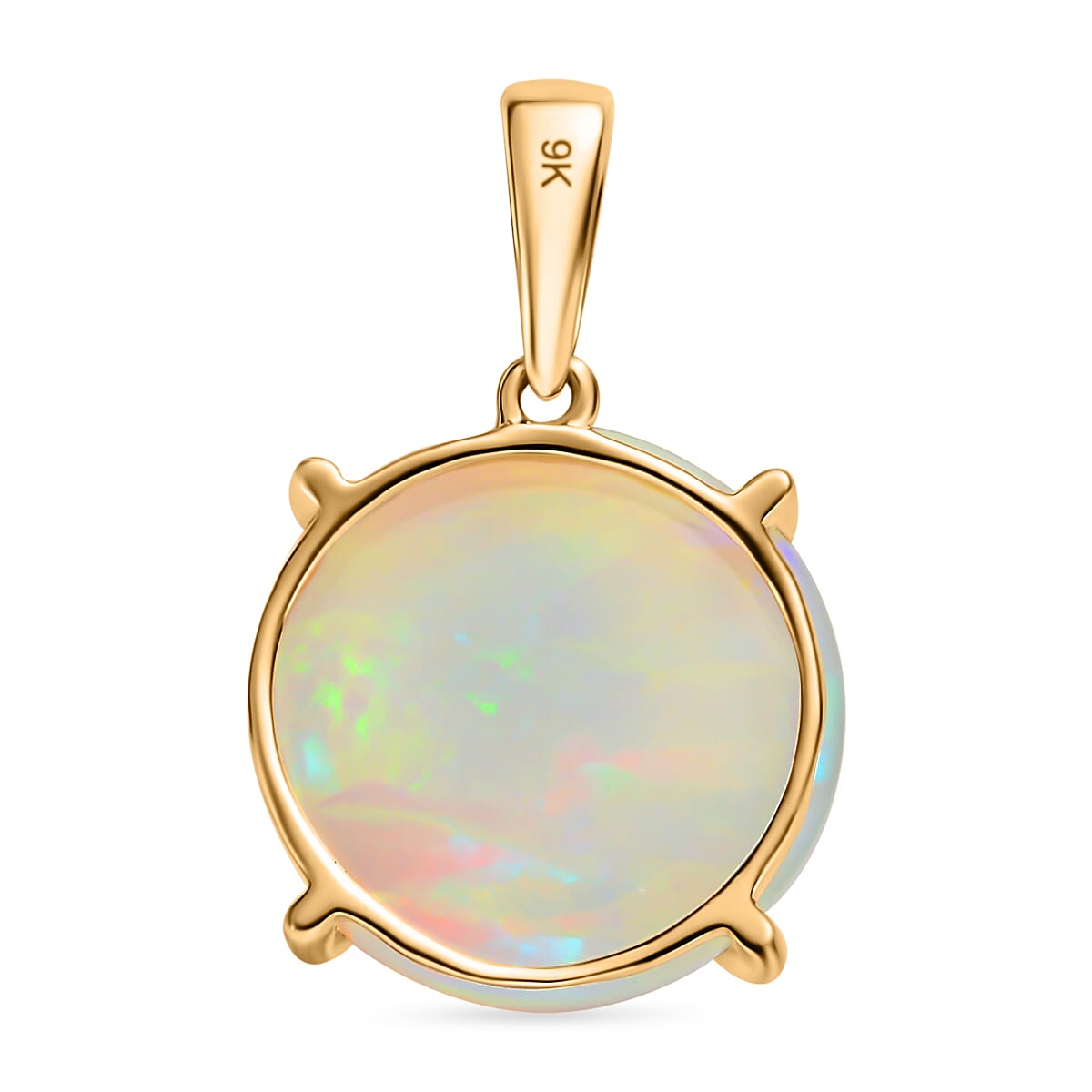Tucson Special - 9K Yellow Gold AAA Wegeltena Ethiopian Welo Opal Solitaire Pendant 10.02 Ct. Tucson Special - 9K Yellow Gold AAA Wegeltena Ethiopian Welo Opal Solitaire Pendant 10.02 Ct.