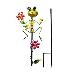 Outdoor Garden Decoration Frog with Shovel Stake - Green - Red