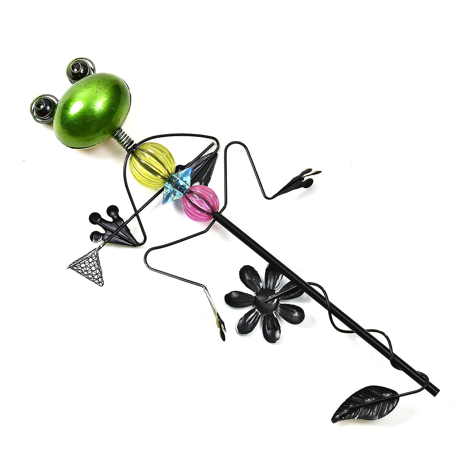 Outdoor Garden Decoration Frog with Rush-up Stake - Green - Blue
