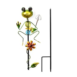 Outdoor Garden Decoration Frog with Shovel Stake - Green - Red