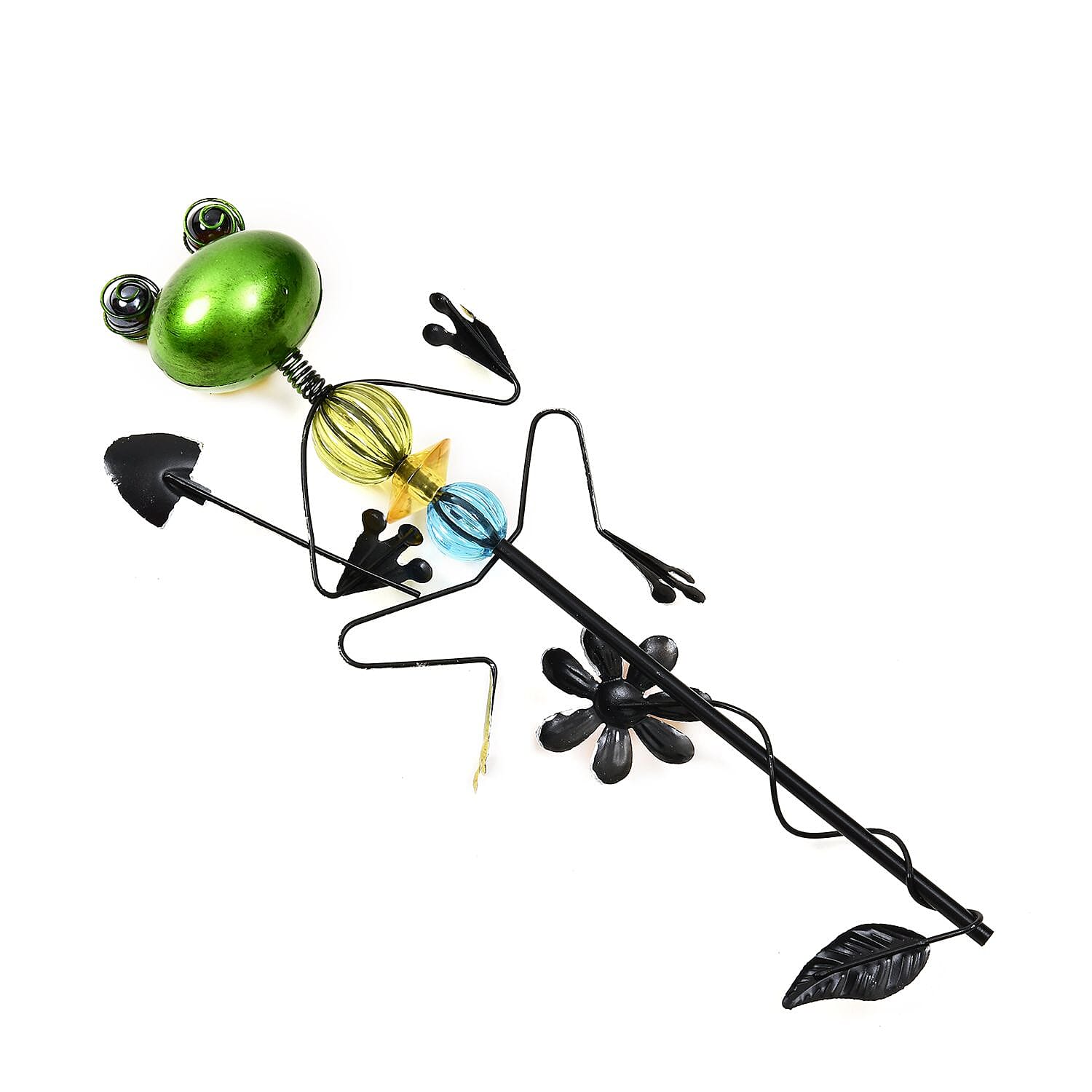 Outdoor Garden Decoration Frog with Shovel Stake - Green - Red