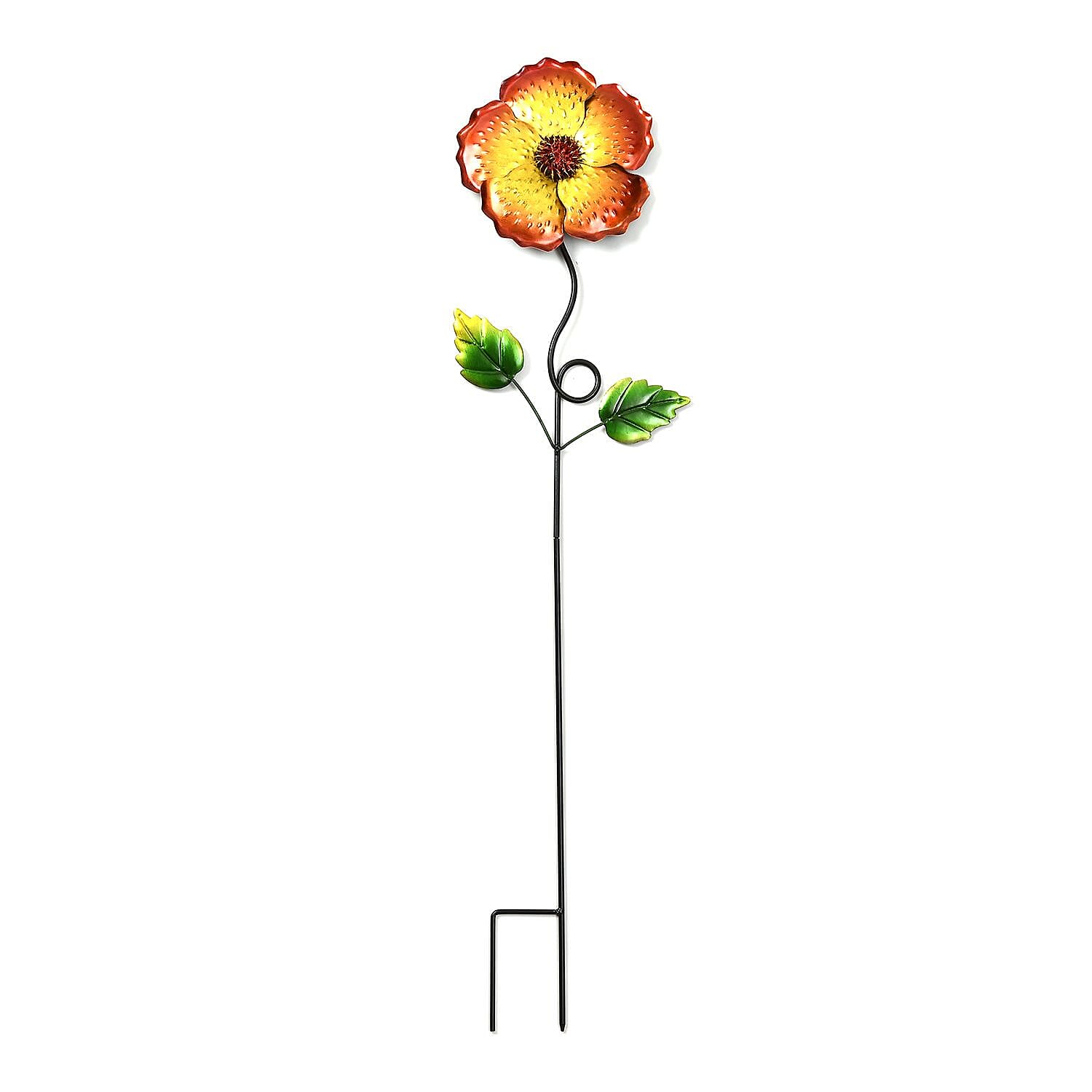 Outdoor Garden Decoration Flower Metal Stake - Green & Orange