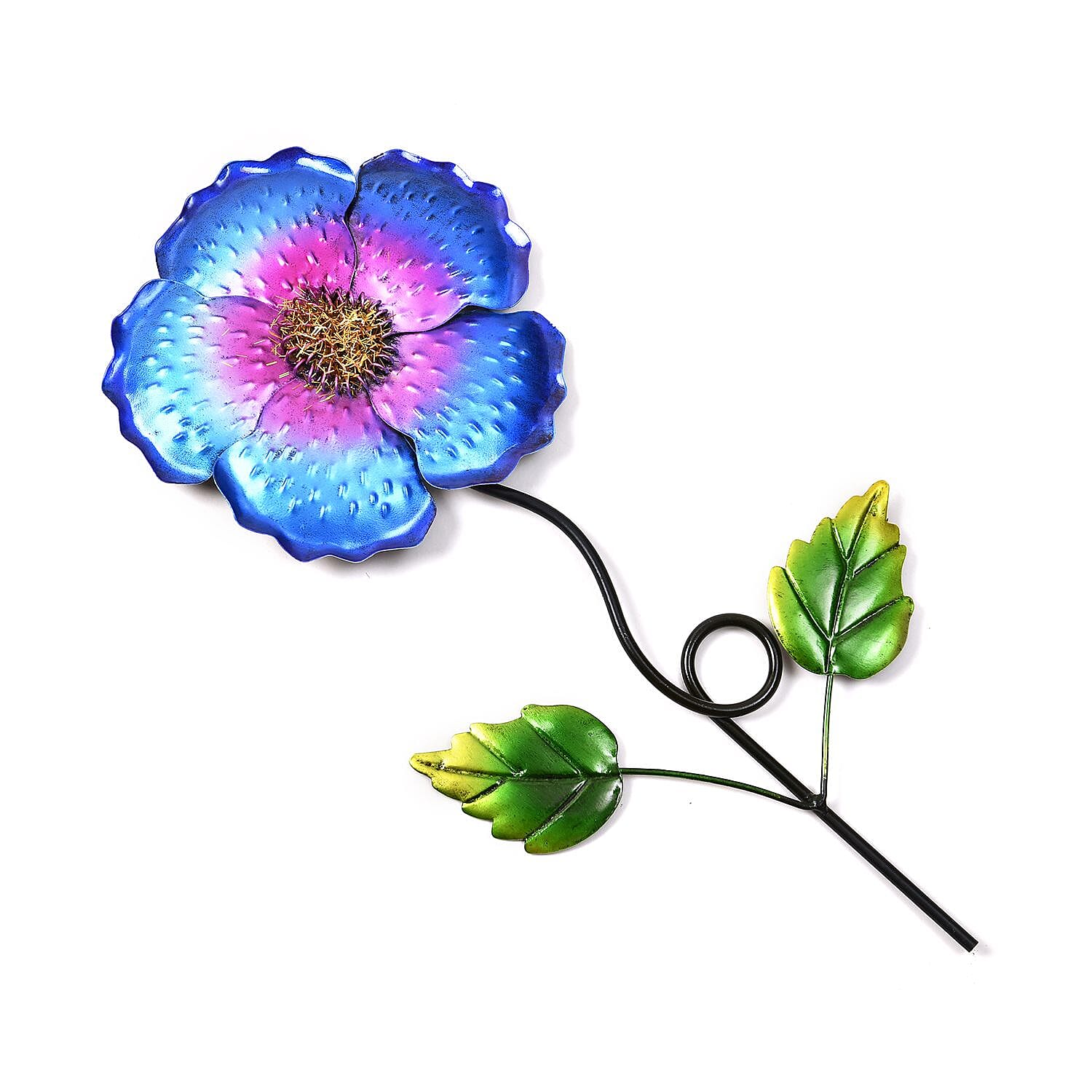 Outdoor Garden Decoration Flower Metal Stake - Green & Orange