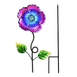 Outdoor Garden Decoration Flower Metal Stake - Green & Orange