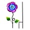 Outdoor Garden Decoration Flower Metal Stake - Green & Purple