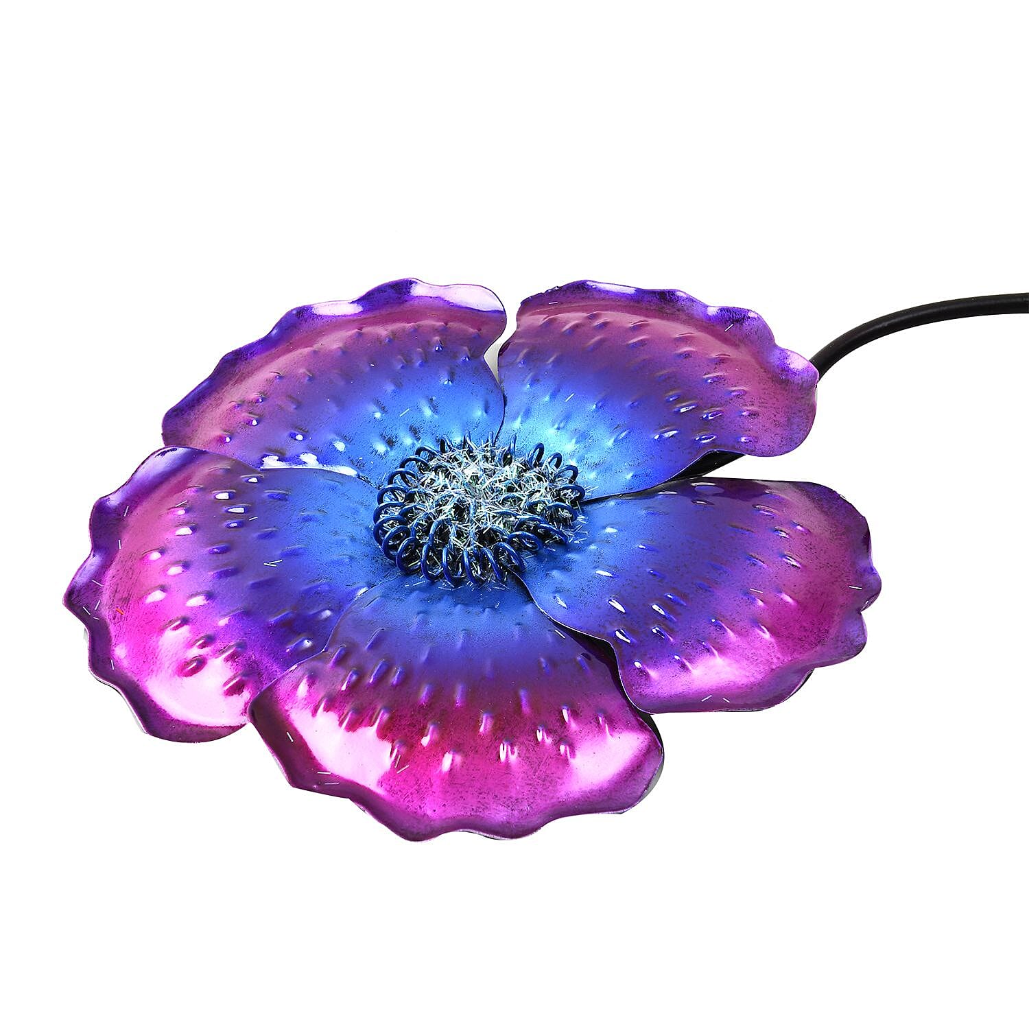 Outdoor Garden Decoration Flower Metal Stake - Green & Purple