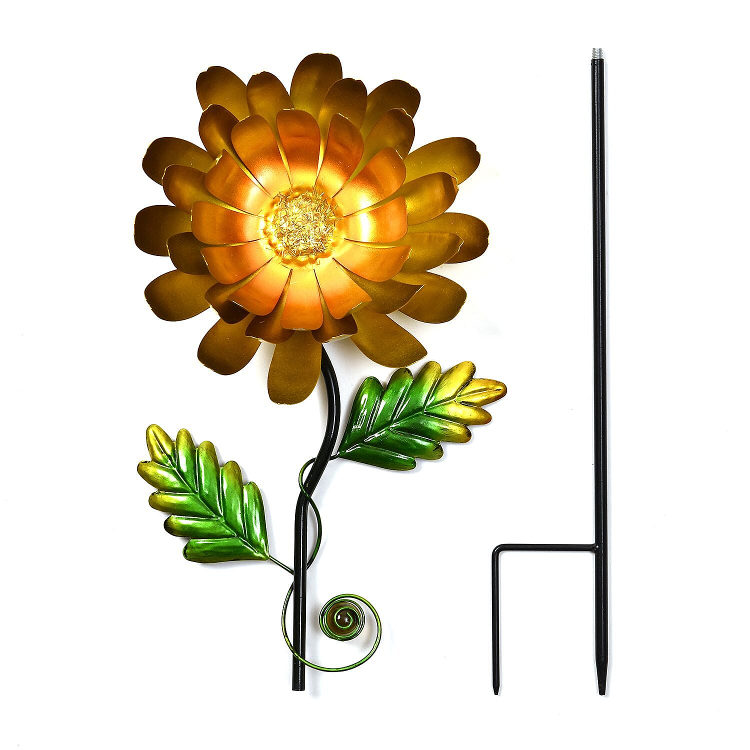 Outdoor Garden Decoration Flower Metal Stake - Orange