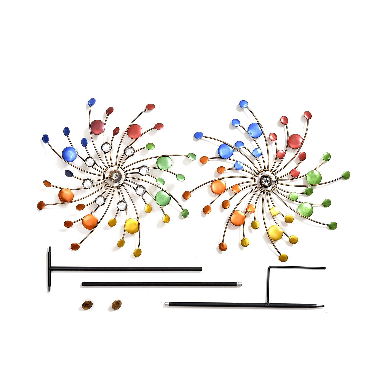 Outdoor Garden Wind Spinner Flower Stake - Multi