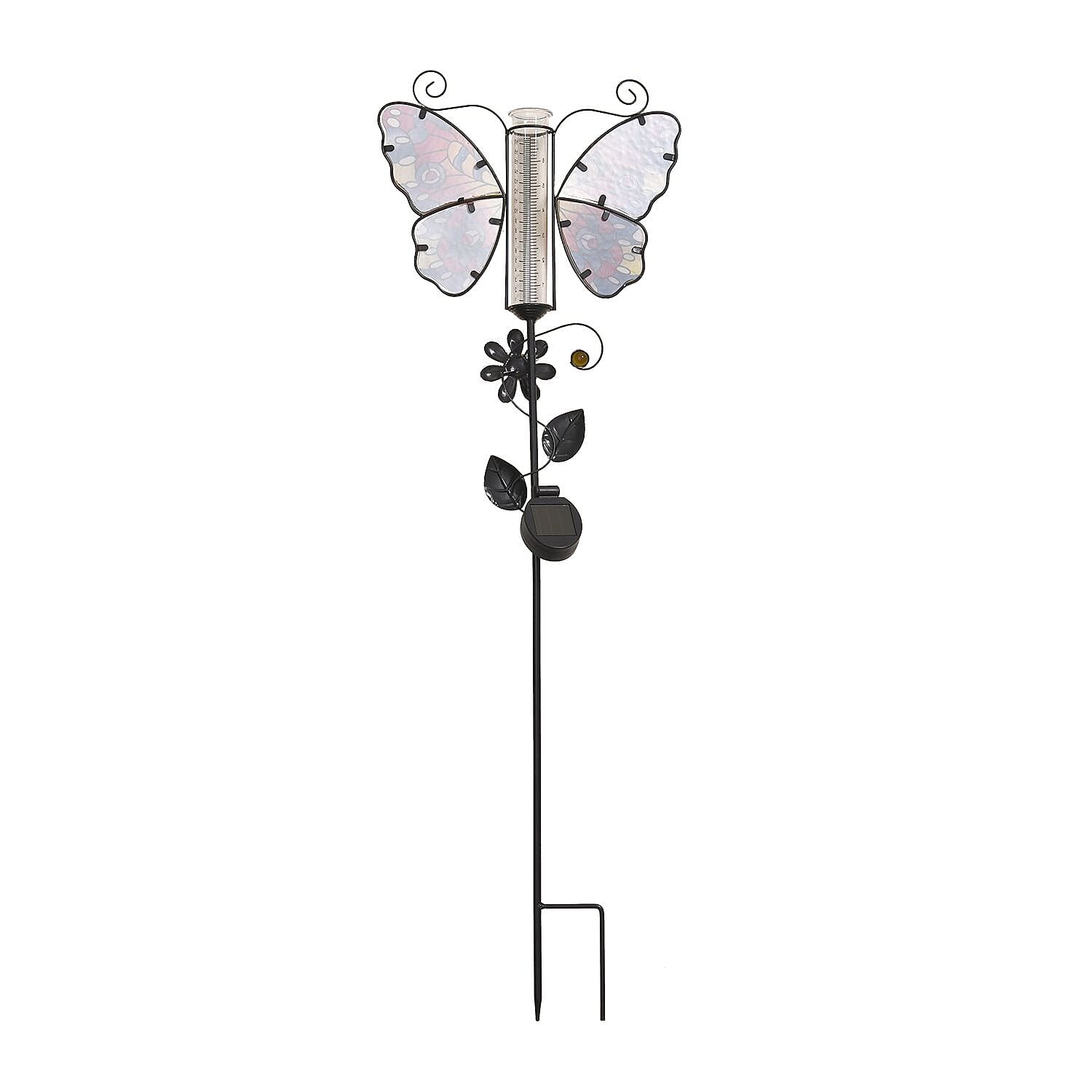 Outdoor Butterfly Rain Gauge with LED (Battery, 300mAh)- Red