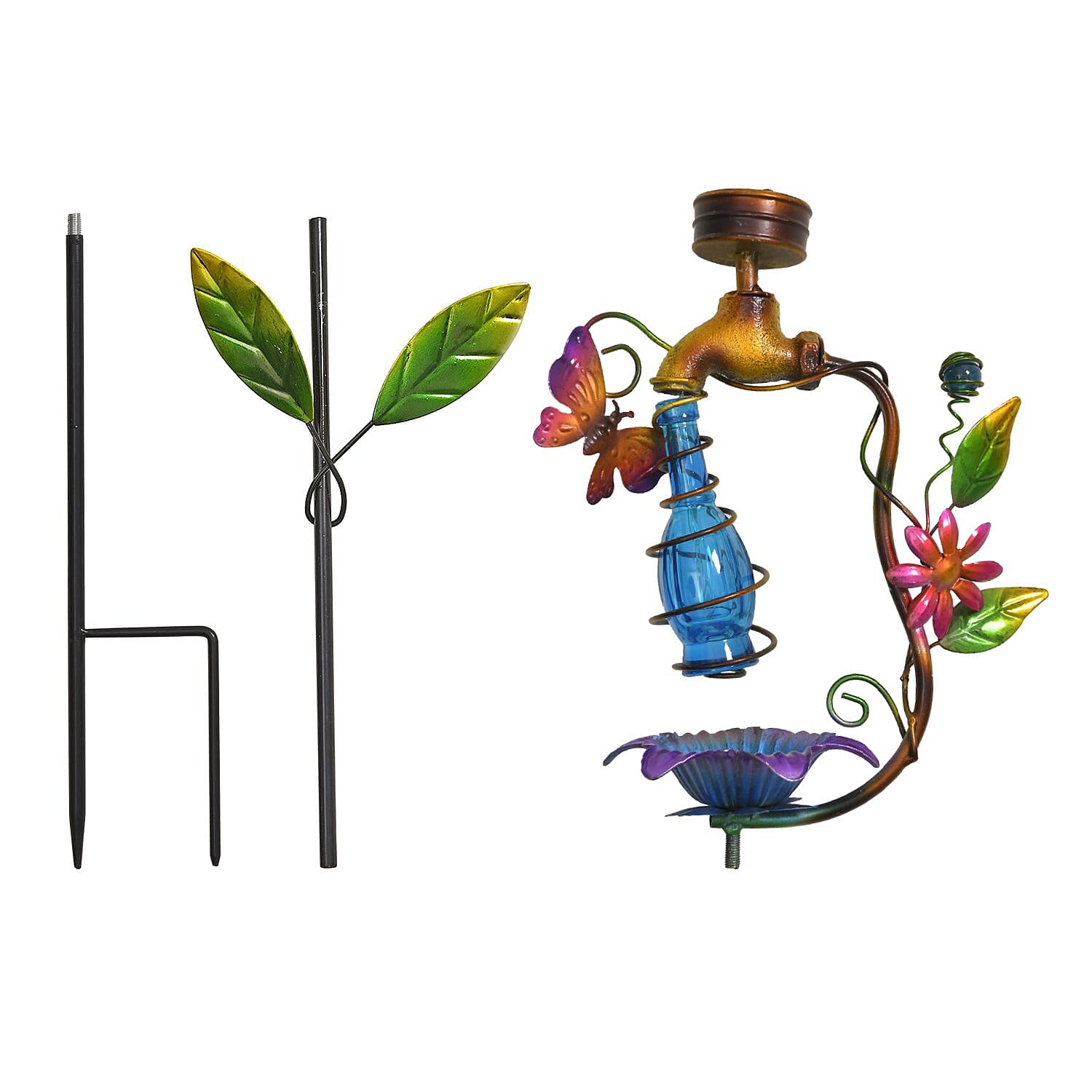 Solar Bird Feeder and Bird Bath (Battery, 300mAh) - Blue