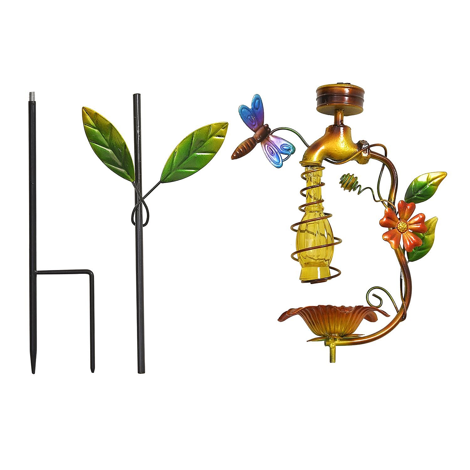 Solar Bird Feeder and Bird Bath (Battery,300mAh) - Orange