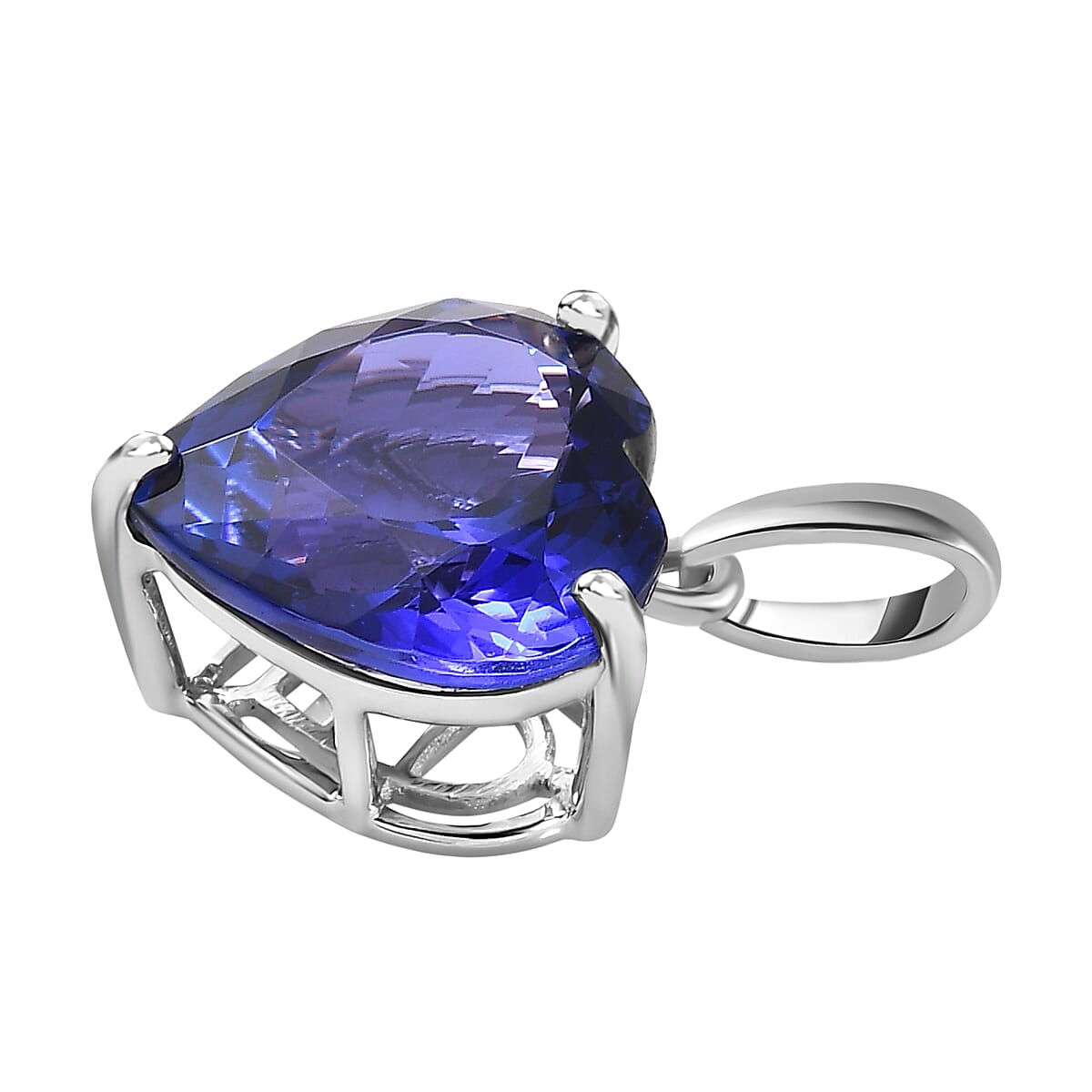 950 Platinum AAAA Tanzanite Heart Pendant 6.12 Ct